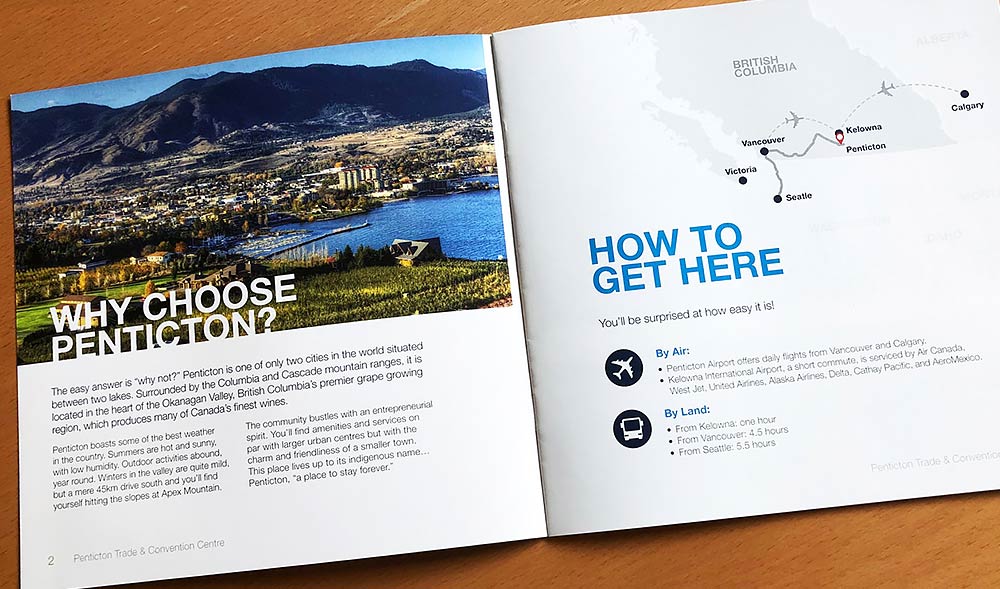Promotional brochure for travel trade writing sample screenshot.